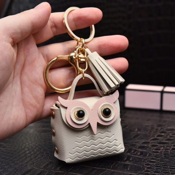 Cute Owl Leather Coin Purse Keychain - Image 9