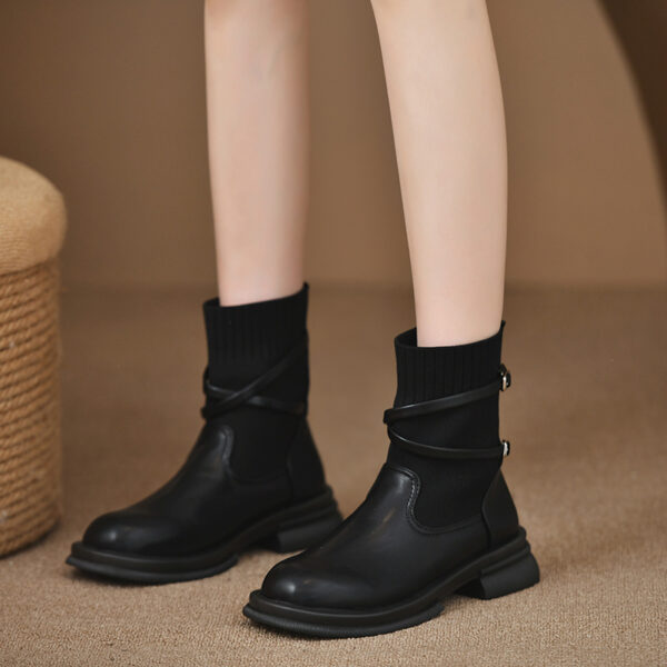 Retro Platform Knitted Martin Boots For Women - Image 7