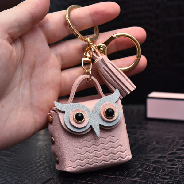 Cute Owl Leather Coin Purse Keychain - Image 7