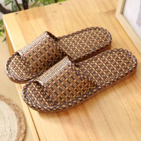 Soft Bottom Couple Straw Mat Slippers - Image 5