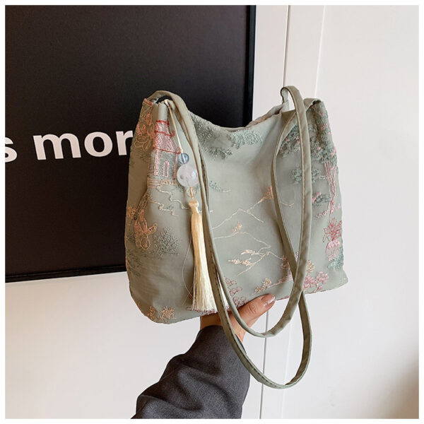 Casual Cloth Shoulder Bucket Bag - Image 7