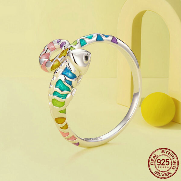 Sterling Silver Color Chameleon Adjustable Ring - Image 2