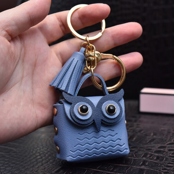 Cute Owl Leather Coin Purse Keychain - Image 3