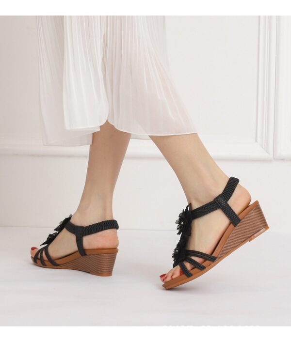 Wedge Roman Bohemian Retro Flower Vacation Sandals - Image 10