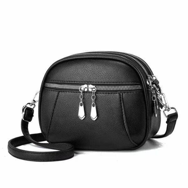 Women's Solid Color Small Round Multi-pocket Large Capacity Shoulder/Crossbody Bag - Image 5