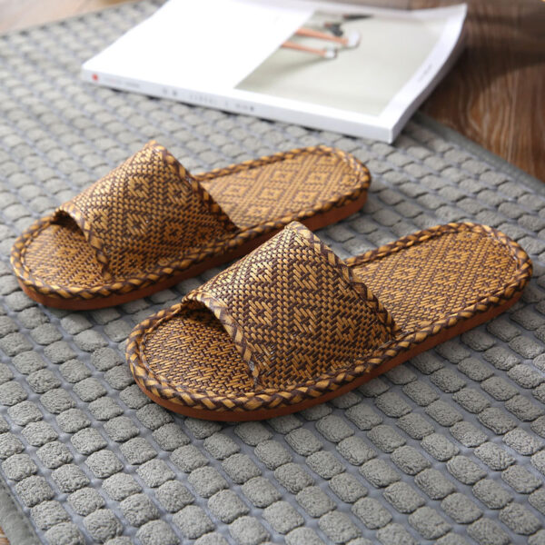 Soft Bottom Couple Straw Mat Slippers - Image 7