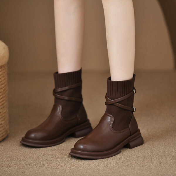 Retro Platform Knitted Martin Boots For Women - Image 10