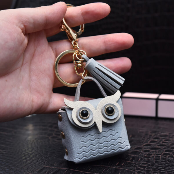 Cute Owl Leather Coin Purse Keychain - Image 10