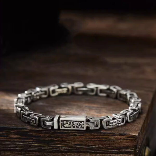 Sterling Silver Six Character Mantra Transport Bracelet - Image 3