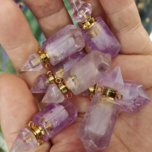 Natural Crystal Perfume Bottle Chain Pendant - Image 2