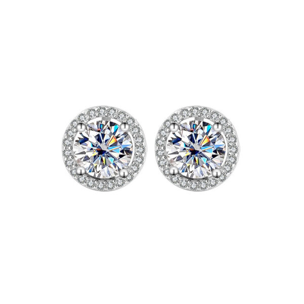 Sterling Silver Moissanite Round Stud Earrings - Image 7