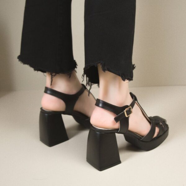 Closed Toe Hollow-out Roman Style High Heels - Image 5