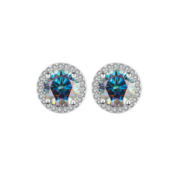 Sterling Silver Moissanite Round Stud Earrings - Image 4