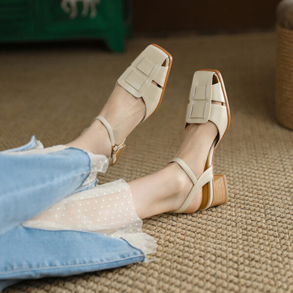 Simple Square-Toe Mid-Heel Women's Shoes - Image 8