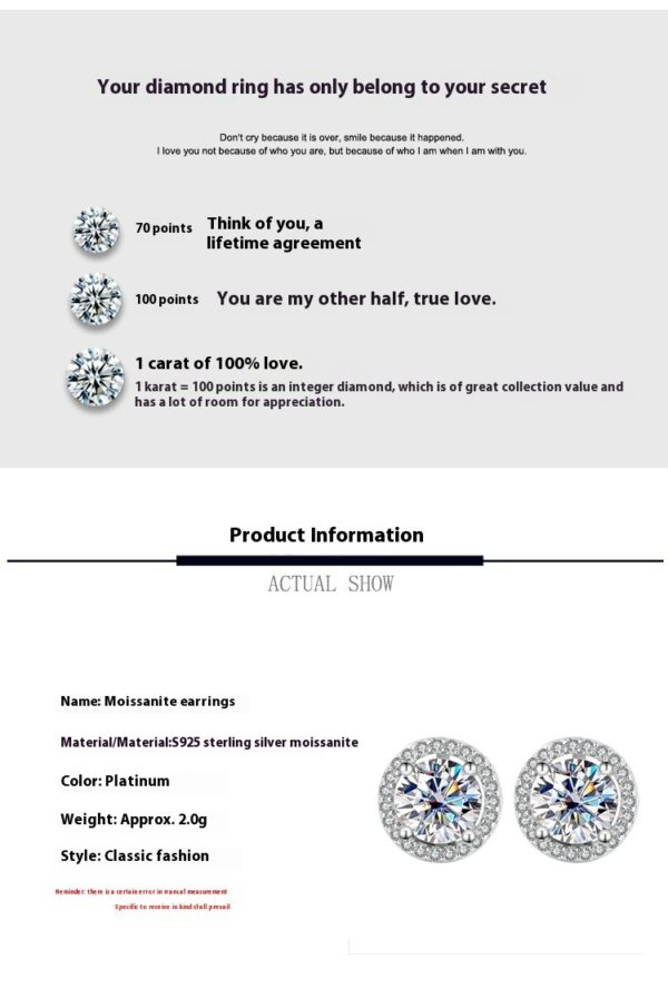 Sterling Silver Moissanite Round Stud Earrings - Image 3