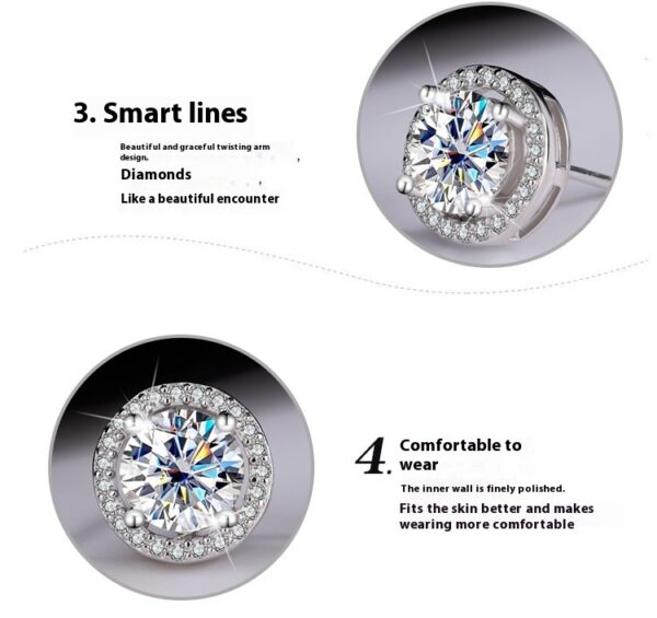 Sterling Silver Moissanite Round Stud Earrings - Image 10