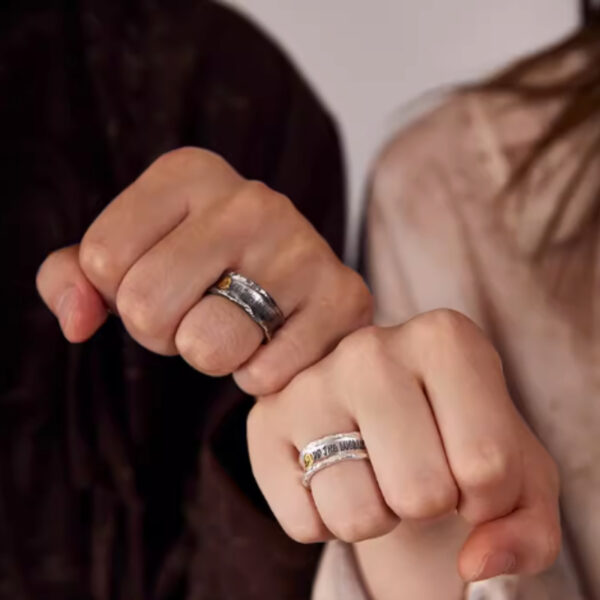 Men's And Women's Silver Couple Rings