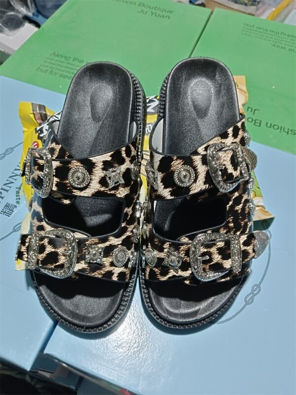 Women's Python Leopard Rivet Slippers - Image 3