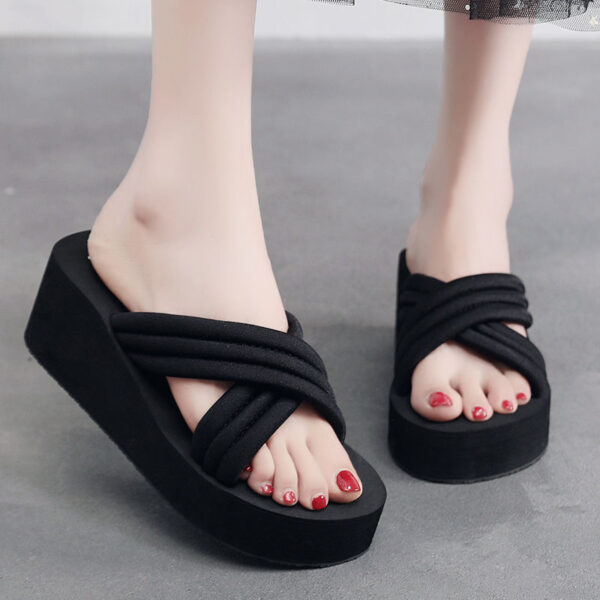 Women's Cross Thick Wedge-Heel Slippers