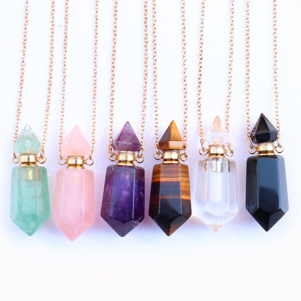 Natural Crystal Perfume Bottle Chain Pendant