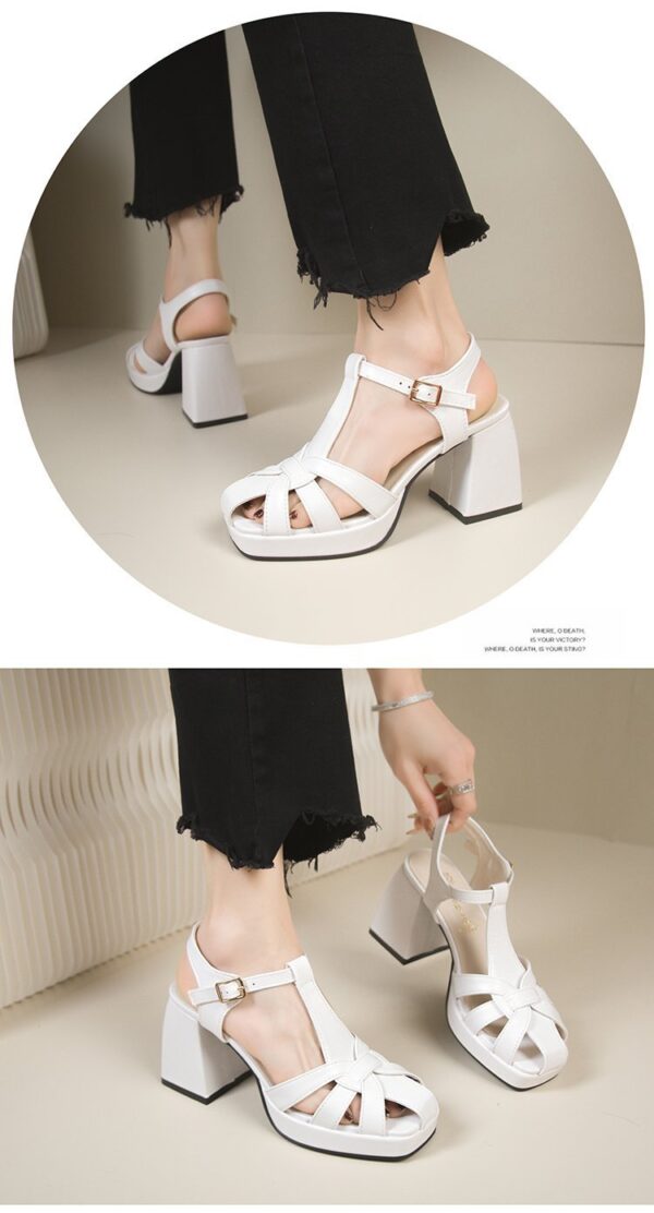 Closed Toe Hollow-out Roman Style High Heels - Image 4