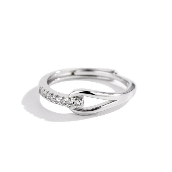 Silver Diamond-embedded Lubert's Tears Open Ring - Image 5