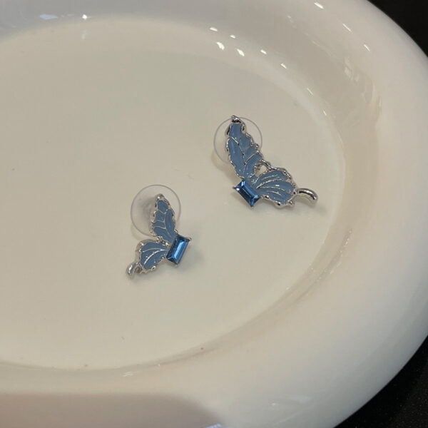 Fairy Oil Painting Blue Butterfly Ear Studs - Image 6