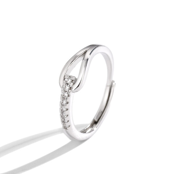 Silver Diamond-embedded Lubert's Tears Open Ring - Image 4