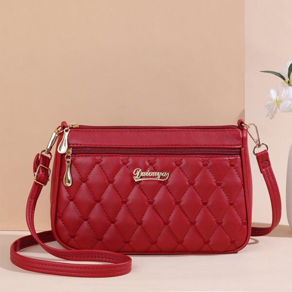 Simple Solid Color Embroidered Crossbody Bag - Image 2