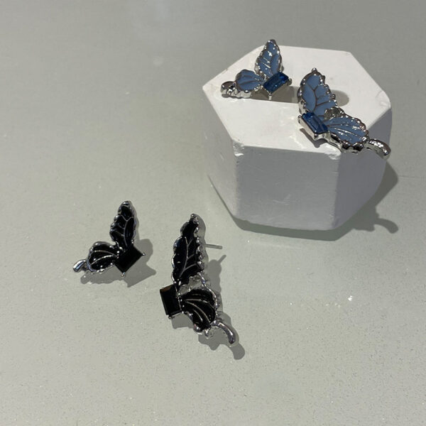 Fairy Oil Painting Blue Butterfly Ear Studs - Image 4