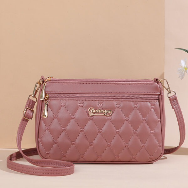 Simple Solid Color Embroidered Crossbody Bag - Image 8