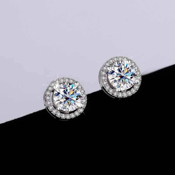 Sterling Silver Moissanite Round Stud Earrings