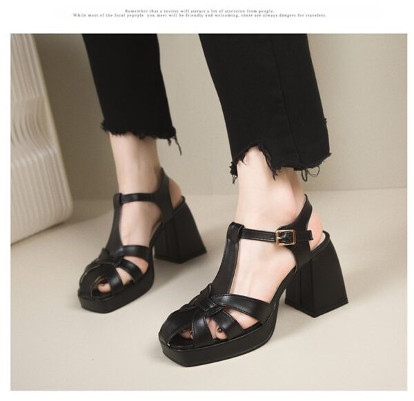 Closed Toe Hollow-out Roman Style High Heels - Image 2