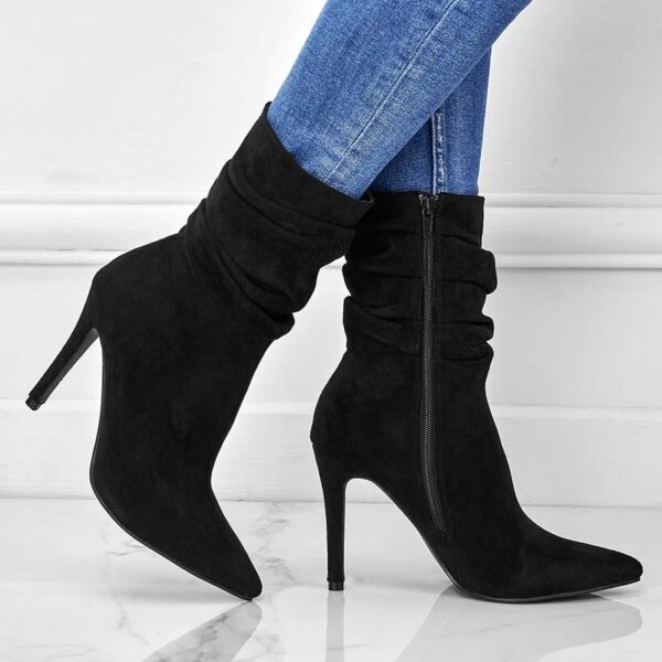 Women's Suede Pointed High Heels Boots - Image 3