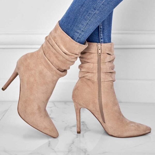 Women's Suede Pointed High Heels Boots - Image 4