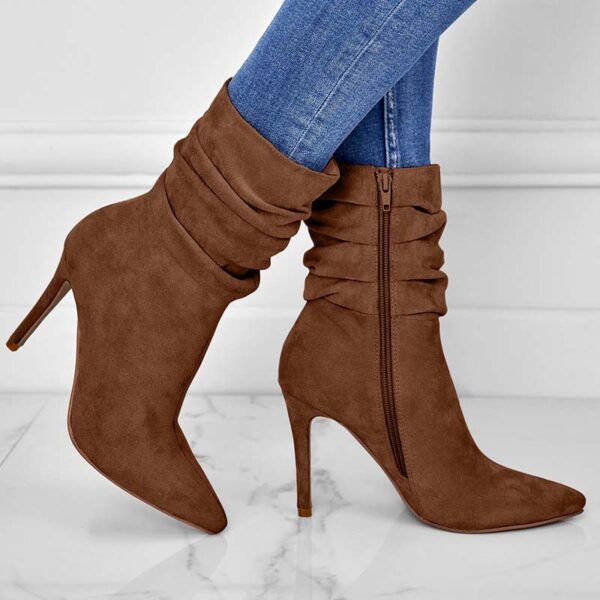 Women's Suede Pointed High Heels Boots